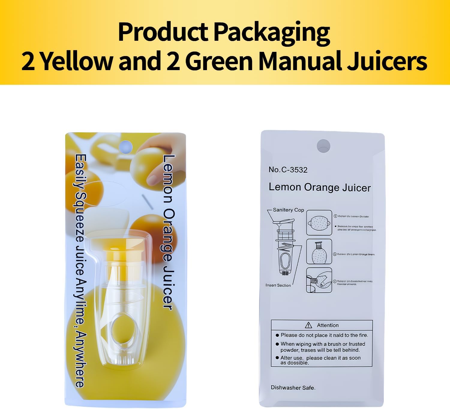 4PCS Lemon Squeezer with Filter. BPA-Free Manual Juicers. Portable Citrus Squeezer for Kitchen. Cocktails. BBQ. Food Grade Handheld Lime Juicer